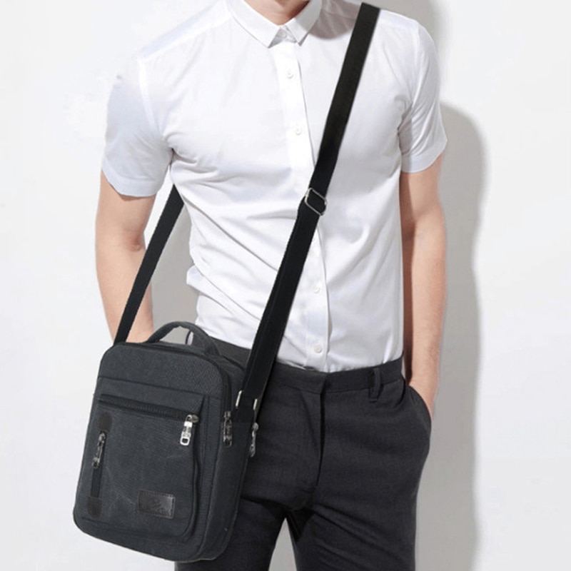 Mode Mannen Casual Schoudertas Effen Kleur Business Messenger Bag Eenvoudige Grote Capaciteit Multifunctionele Canvas Tas