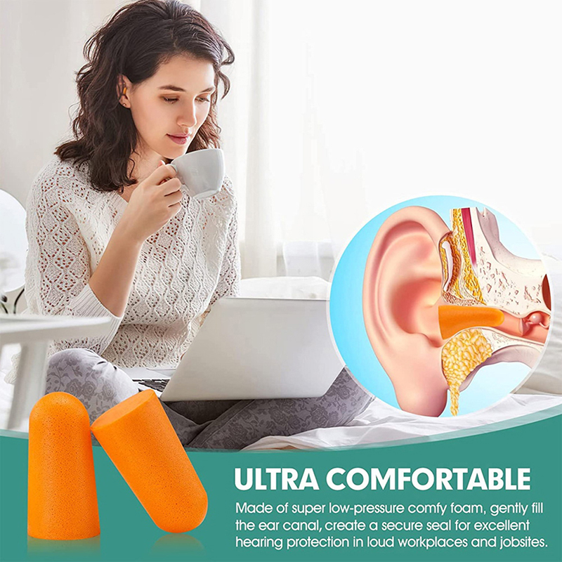Bouchons d'Oreilles Coniques en Mousse Souple Orange, Protection pour la MAXdu Bruit du Sommeil, Réduction du Bruit, Isolation Phonique, 20 Pièces