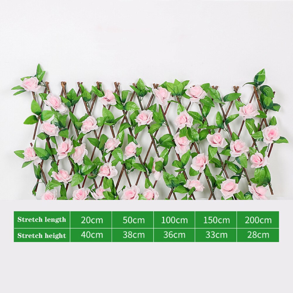 Kunstig hækvæg havehegn med blomster blade udendørs planter hæk holdbar tilbagetrækkelig havebeskyttere dekoration: Lille-lyserød