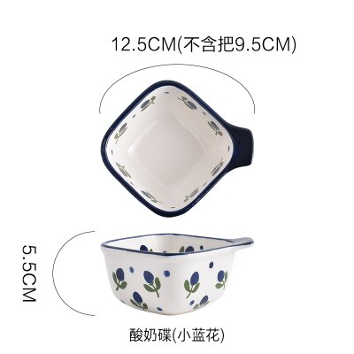 EECAMAIL Hand-painted Cute Ceramic Square Small Bowl Fruit Salad Bowl Yogurt Cup Dessert Bowl Pudding Bowl Baby Complementary