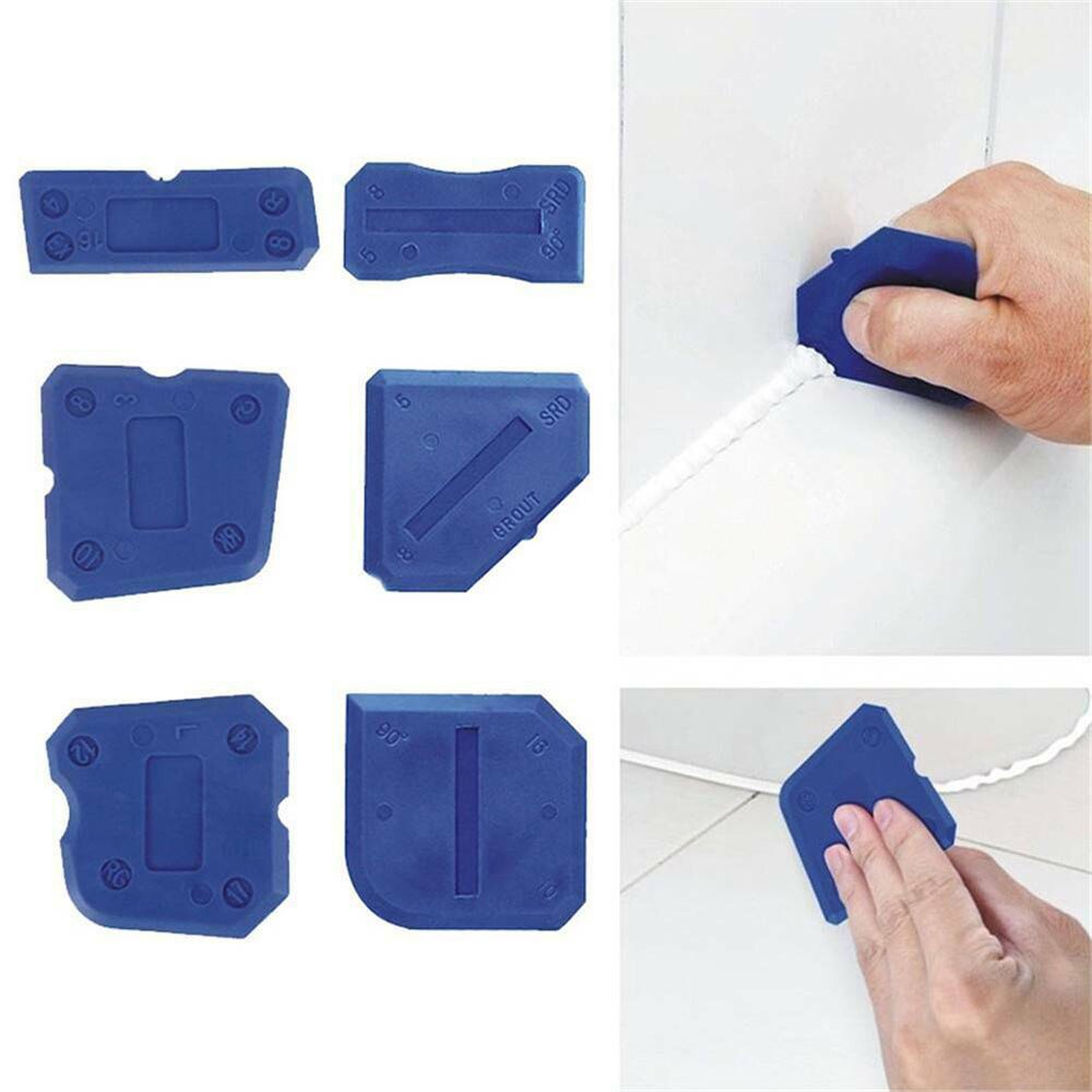 6pcs Replacement Fugi Grouting & Silicone Profiling & Applicator Scraper Tool Sealant Spreader Spatula Scraper Edge Repair Tools