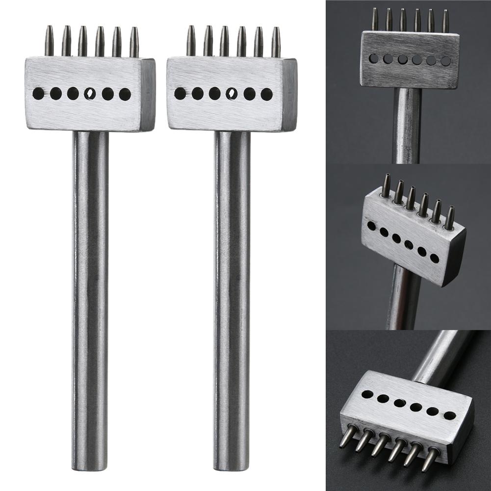 5mm Leather Hole Punches Leather Spacing Hole Tool Leather Craft 1mm Hole Diameter Punch Tools Drilling Tool 2/4/6 Prong