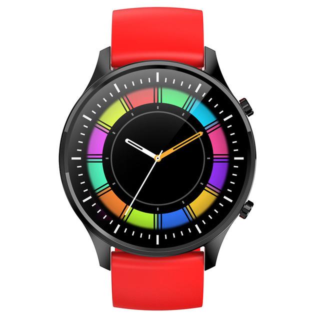 G21 Smart Watch Women DIY Watch Faces IP68 Waterproof Clock Fitness Tracker Heart Rate Monitor 1.28 inch Full Touch Round Screen: silicone Red