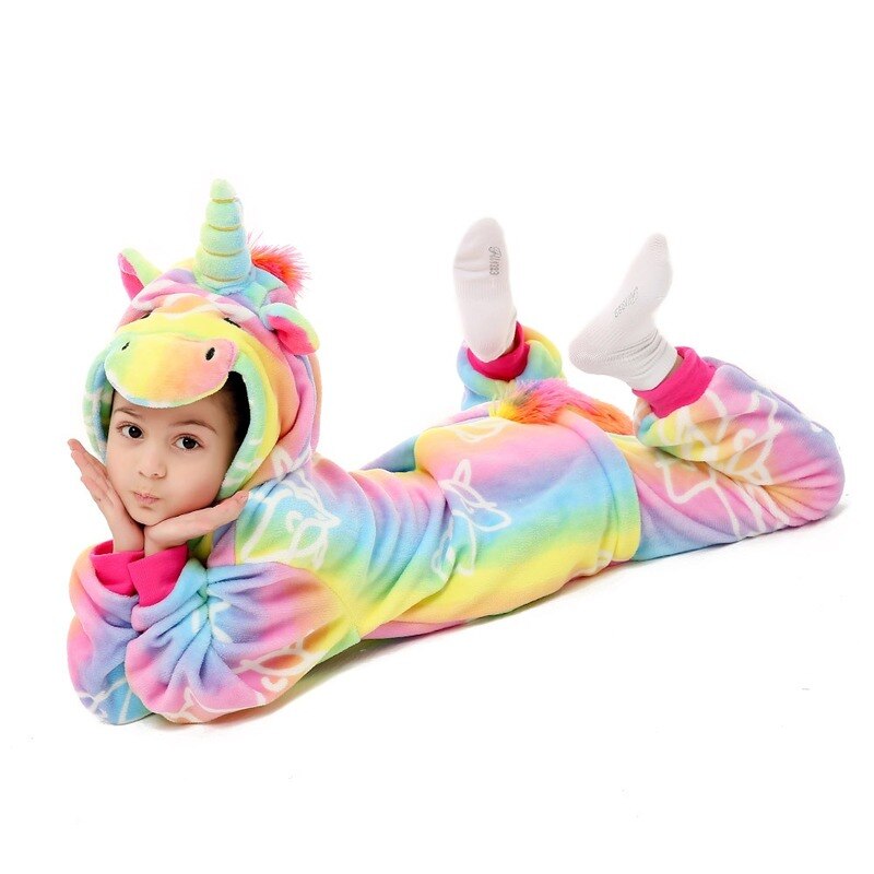 Kinderen Eenhoorn Regenboog Kigurumi Pijama Kids Animal Pyjama Kinderen Unicornio Jumpsuits Overalls