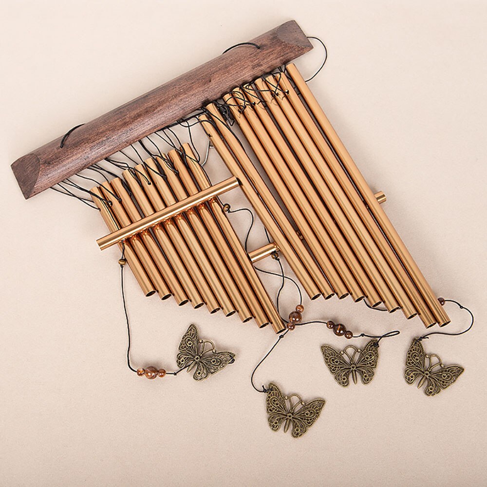 18-bar Wind Chimes Aluminum Tube Chime with Butterfly for Bedroom Garden Backyard Decoration