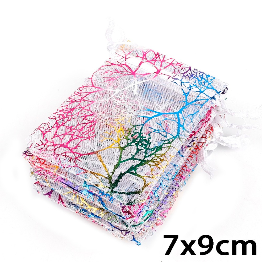 10pcs Organza Bags 7x9/9x12/10x15/13x18cm Wedding Party Holder Packaging Necklace Bracelets Jewelry Christmas Pouch