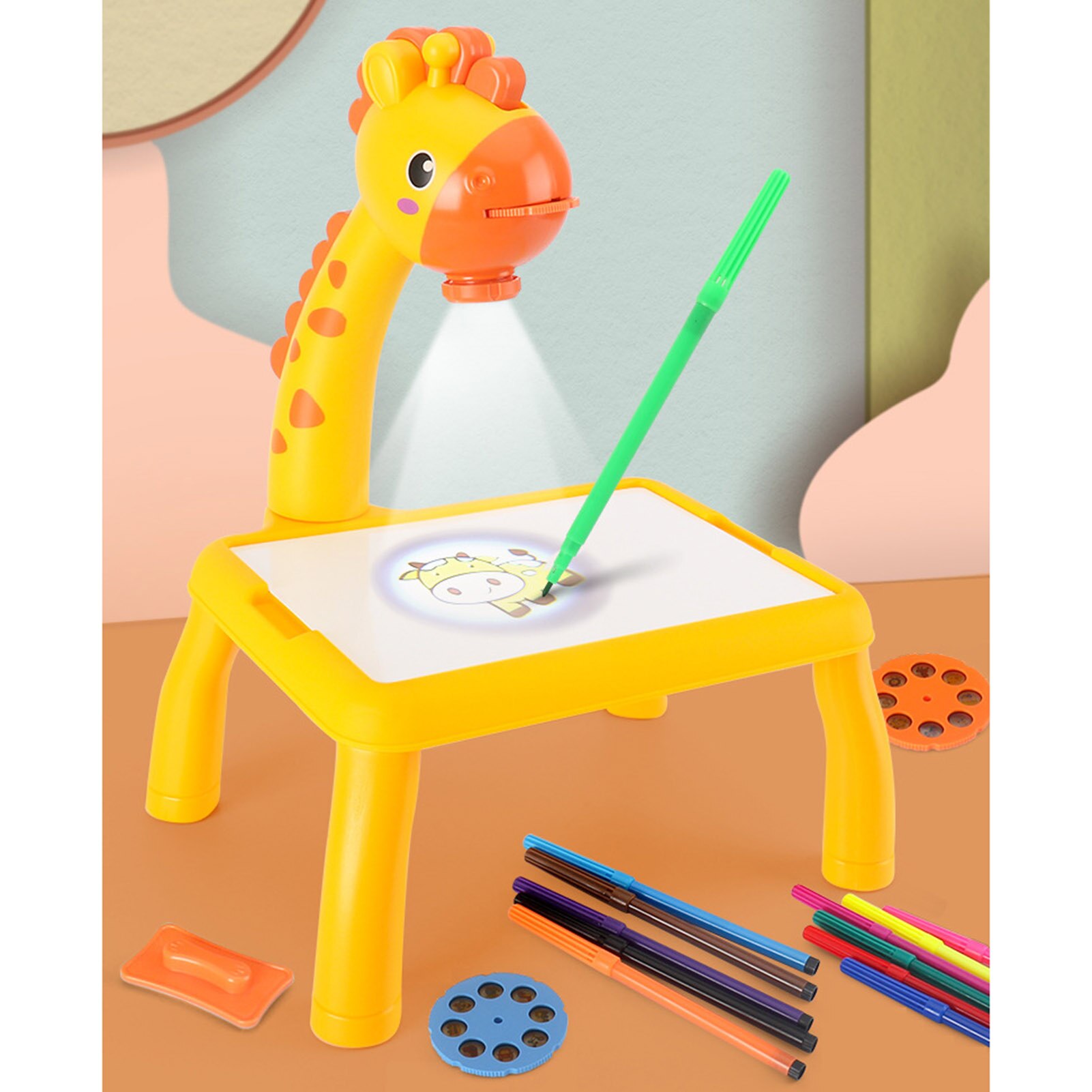 Bureau de dessin pour enfants avec projecteur, jouets éducatifs avec fonction de chant, Table de peinture de Projection détachable pour enfants