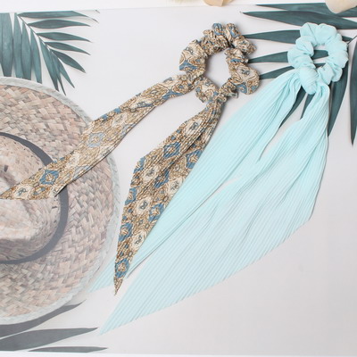 Chouchous élastiques à rayures et points, 2 pièces/lot, élastique pour queue de cheval, bandeau, corde pour cheveux, cravate, Stipe pour femmes et filles: Chocolat