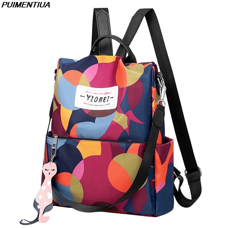 Puimentiua Oxford Women Backpack Floral Embroidery School Bags Waterproof Female Backpacks Teenage Girls: new2 D