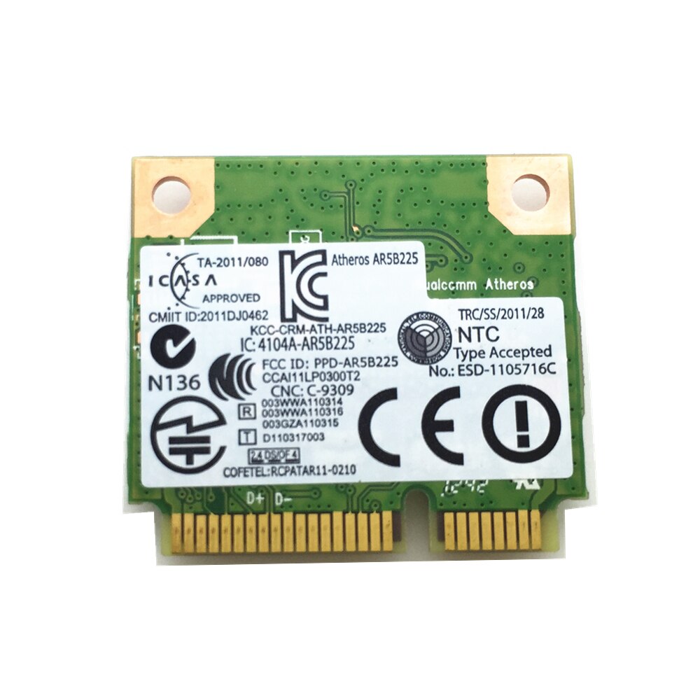 Voor V1440 1450 1540 1550 DW1703 AR5B225 802.11 b/g/n Draadloze 300 M & Bluetooth 4.0 Combo Mini PCI Card