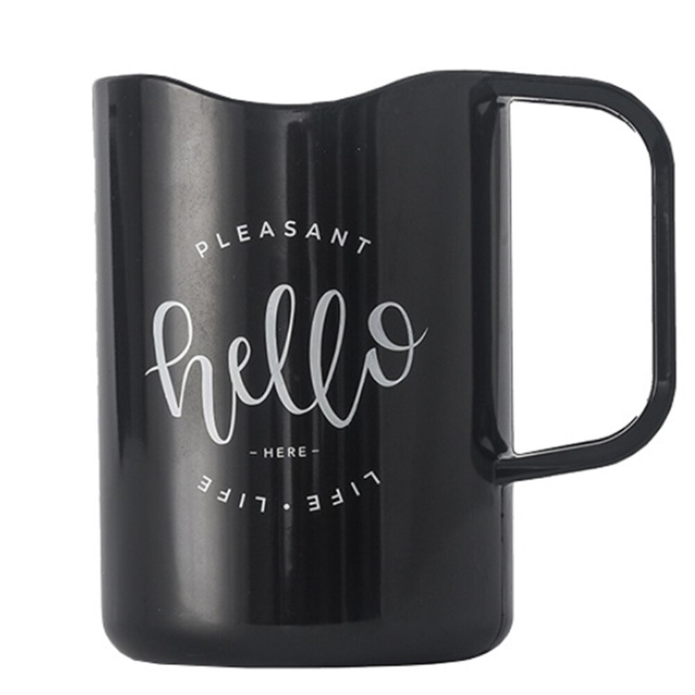 Plastic Brushing Cup Couple Toothbrush Cup with Handle for Bathroom Household PI669: black    Non