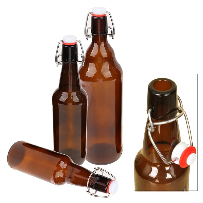 Botellas de cerveza de vidrio ámbar para elaboración casera con tapas abatibles, 330/500/1000ml