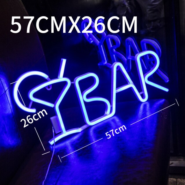 Led Bar Neon Sign Light Art Decor Neon Lamp Tube With Remote Contral For Party Bar Ktv Home Room Wall Decorative Night Lamp: Blue