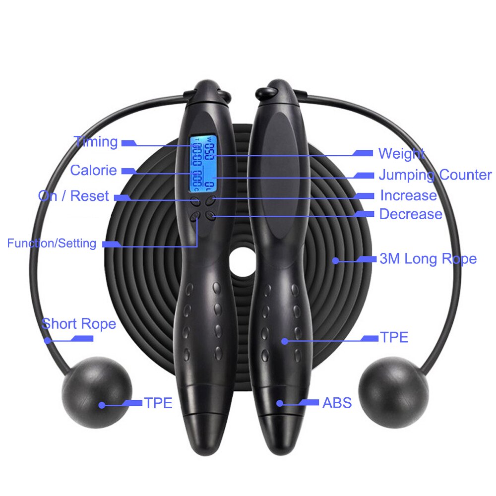 Smart Jump Rope with Digital Counter Crossrope Jump Rope Fitness Sport Skipping Ropes with Anti-Slip Hand Grip and LCD Screen