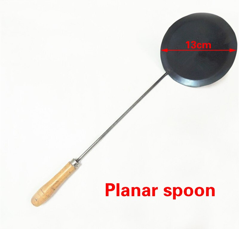 Cuillère à friture pour beignets, huile, Baba, cuillère en fer Durable, Portable, fer à la main, antiadhésif, louche, Wok, spatule pour aliments: 13cm Planar spoon