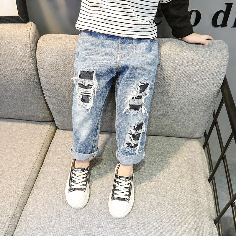 2-7T Peuter Kid Baby Boy Meisje Jeans Voorjaar Losse Gaten Denim Broek Leuke Zoete Streetwear Baby kleding Kind Broek
