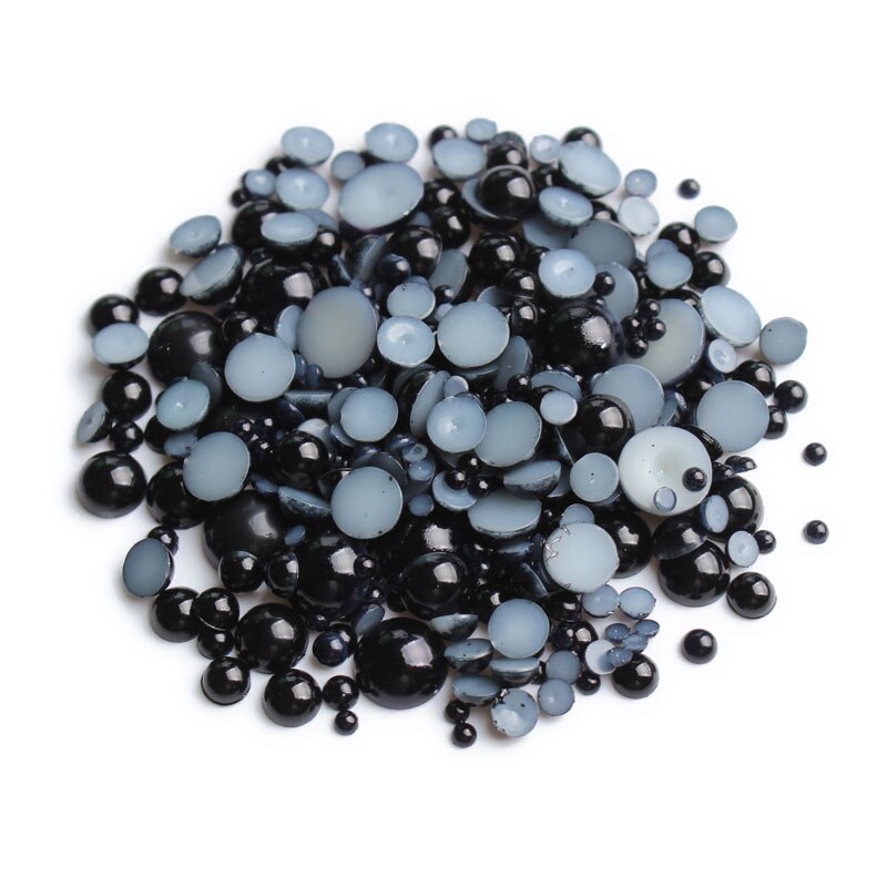 ! abs halvrunda flatback pärlor svart färg mix storlek 2mm/3mm/4mm/5mm/6mm/8mm 15g pärlor gör det själv tillbehör