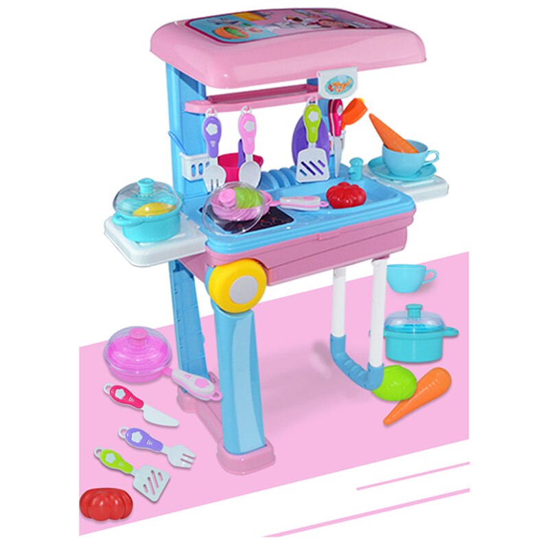 Baby Toy Chef Doctor Craftsman Makeup Artist Suitcase Portable Kitchen Set ABS Plastic Role Play Boy And Girl Play Kit: Tableware