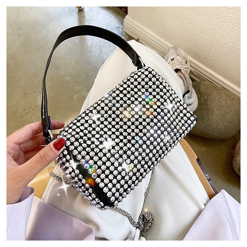 Schoudertassen Voor Vrouwen Crossbody Handtas Kleine Vierkante Tas Mode Flip Hoge Capaciteit Strass Telefoon Portemonnee