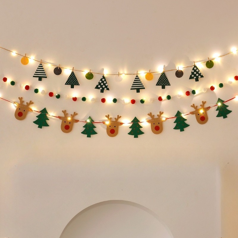 Bolas de natal bandeira led luz da corda diy pingente artesanal decorado para feliz natal pendurado casa bandeira banner pingente de natal: CINZA-ESCURO