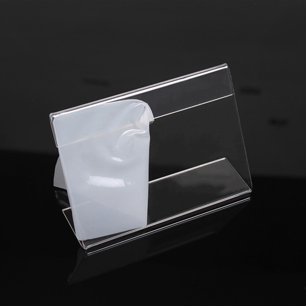 20pcs Shape Slanted Sign Holders Desktop Photo Paper Name Holder Display Stand Acrylic Sign Holders