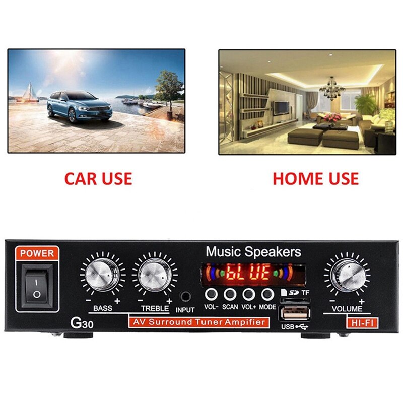 G30 Audio Amplifier Digital Home Power Bluetooth Hifi Stereo Subwoofer Music Player with Remote Control EU Plug