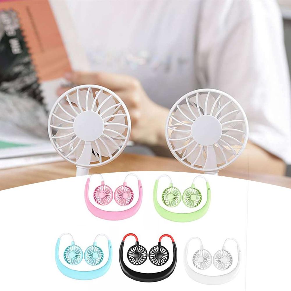 USB Portable Fan Hands Free Hanging Neck Fan Rechargeable Mini Sports Fans Mini 3 Speed Adjustable For Home Office