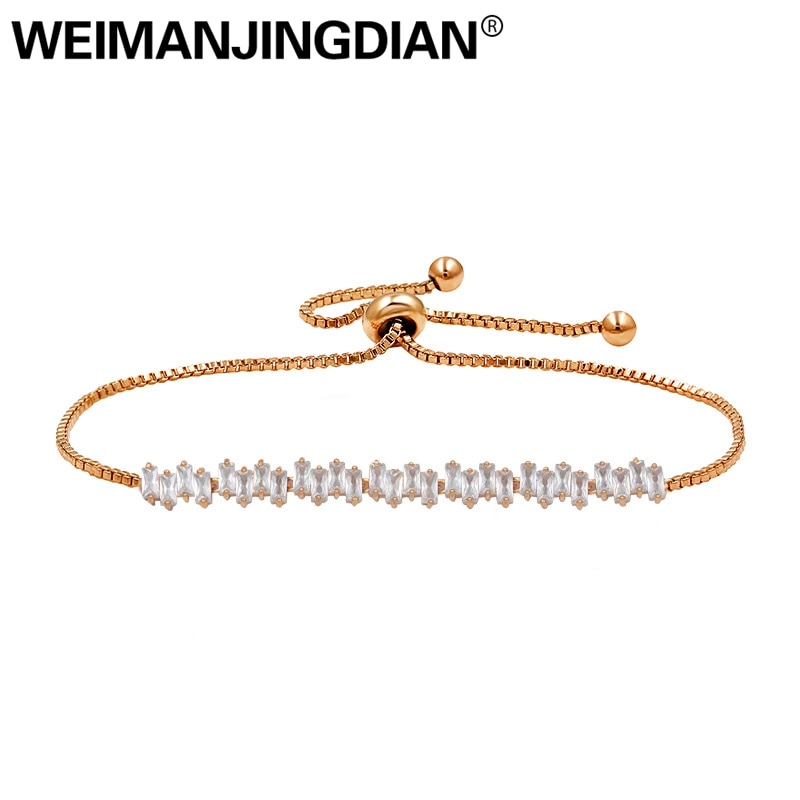 WEIMANJINGDIAN Brand Cubic Zirconia CZ Crystal Adjustable Bracelets for Women or Wedding Brides
