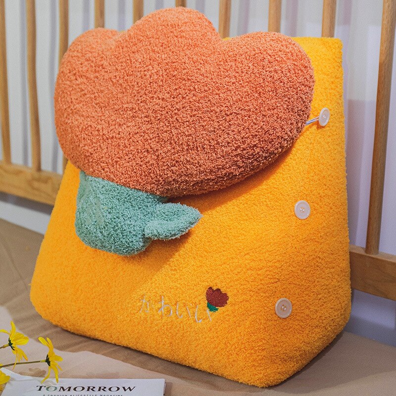 Ins-almohada de lectura para niñas, cojín de respaldo para cama, sofá Lumbar, cojín de respaldo triangular, suave y esponjoso para dormitorio: Yellow short flower
