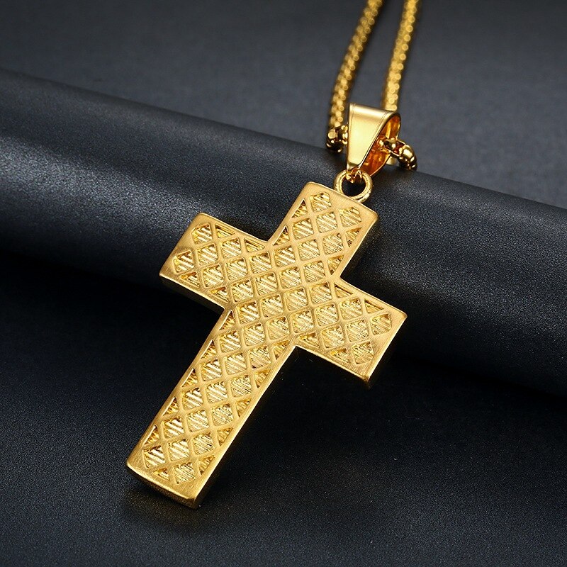 Hip Hop gold color Jewelry Large Cross Pendant Iced Out Shining zircon Bling Bling Cross Men Chain Necklace Jewelry