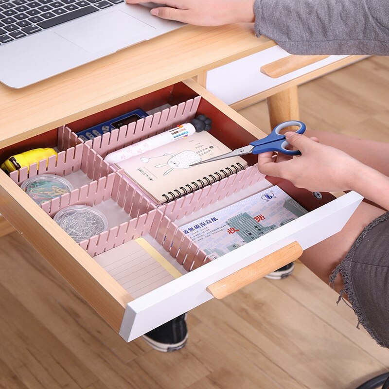 4Pcs Adjustable Storage Organizers Partition Board Drawer Divider Combination Partition Board Space-Saving Division Organizer