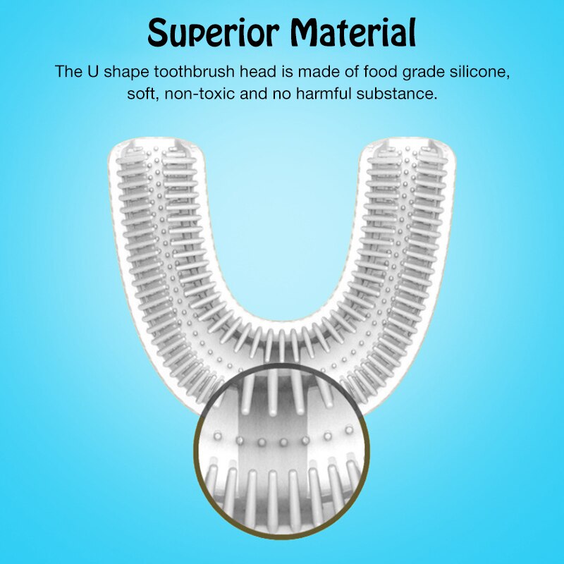 Brosse à dents électrique en forme de U pour enfants de 3 à 7 ans, avec 360 °, automatique, 3 vitesses, blanchiment, nettoyage, ultrasonique