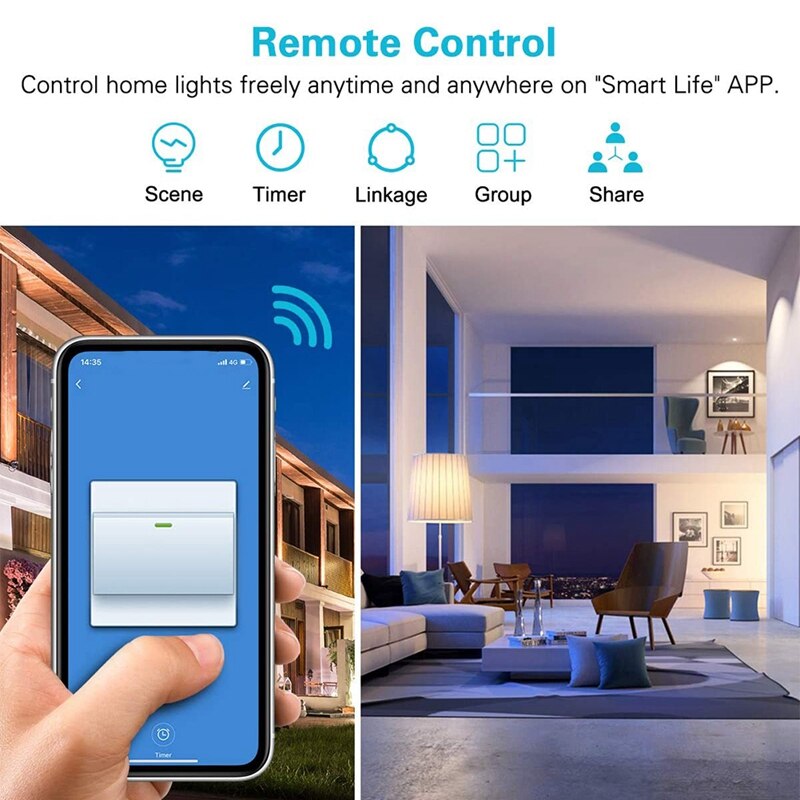 WiFi Smart Light Wall Switch Socket Outlet Push Button EU Smart Life Tuya Wireless Remote Control