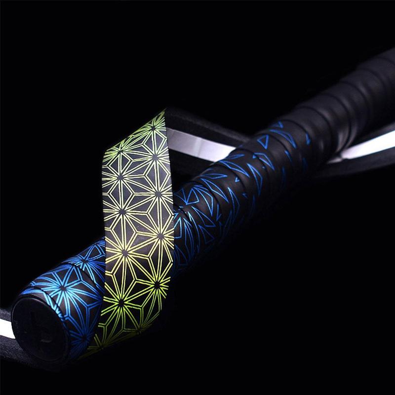 Gradient Colorful Fishing Rod Wrapped with Strap Sweatband Anti-Slip Printed Elastic Sweat Band Badminton Racket Grip Tape
