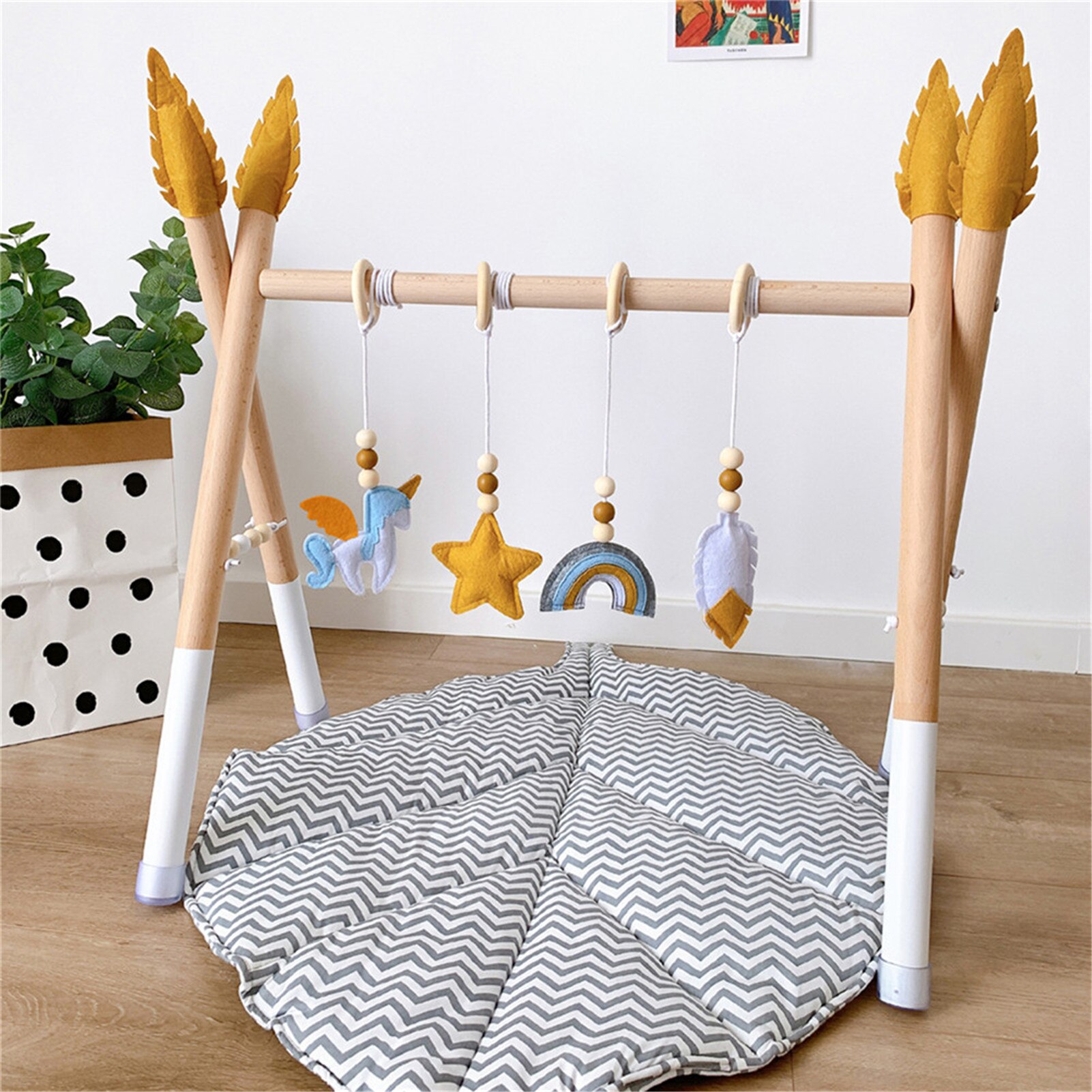 Nordic Houten Baby Activiteit Gym Spelen Kwekerij Zintuiglijke Ring-Pull Speelgoed Fitness Frame Kamer Decor Kleding Rack Speelgoed Voor kinderen