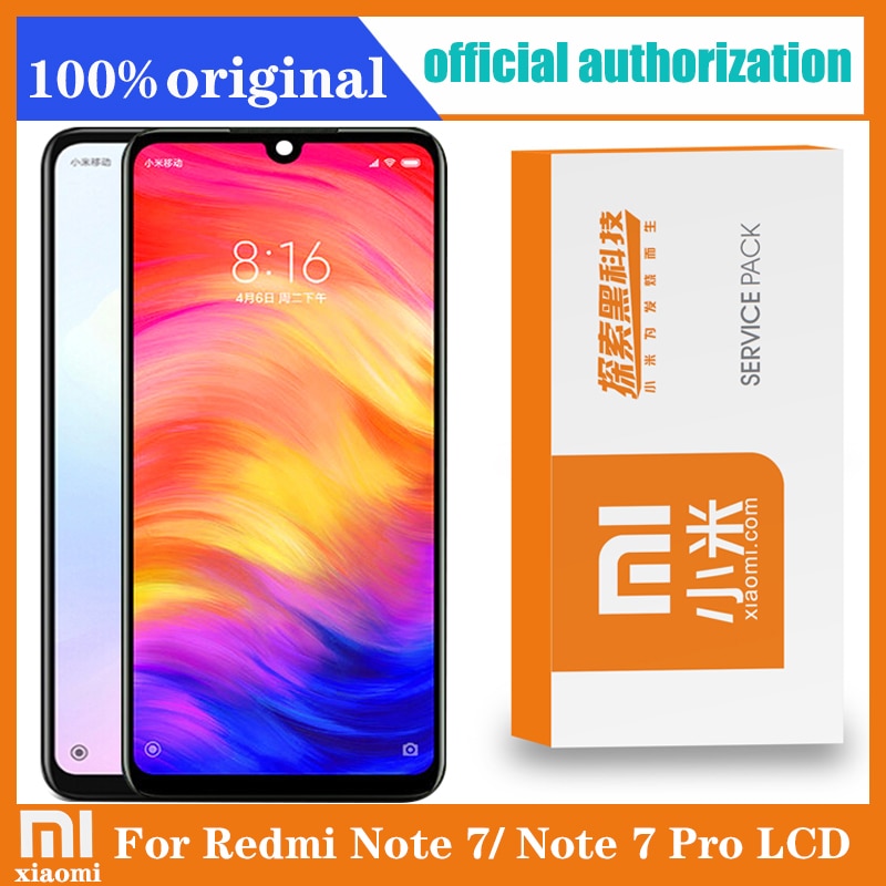 Original 6.3 "display com moldura para xiaomi redmi nota 7 redmi nota 7 pro lcd tela de toque digitador assembléia peças reparo