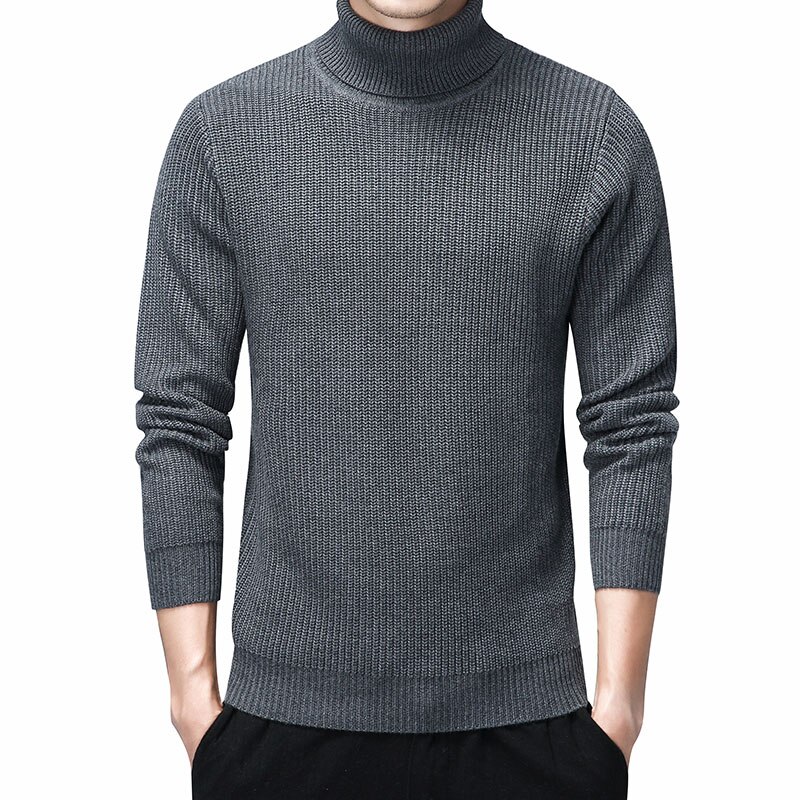Turtleneck tröja herr casual bomullströja herr höst slim fit långärmade herrtröjor stickade pull homme oversize kläder