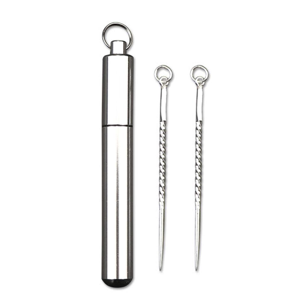 S990 Sterling Silver Toothpick Box Portable Aluminum Alloy Toothpick Innovative Mini Fruit Picker Home Accessories