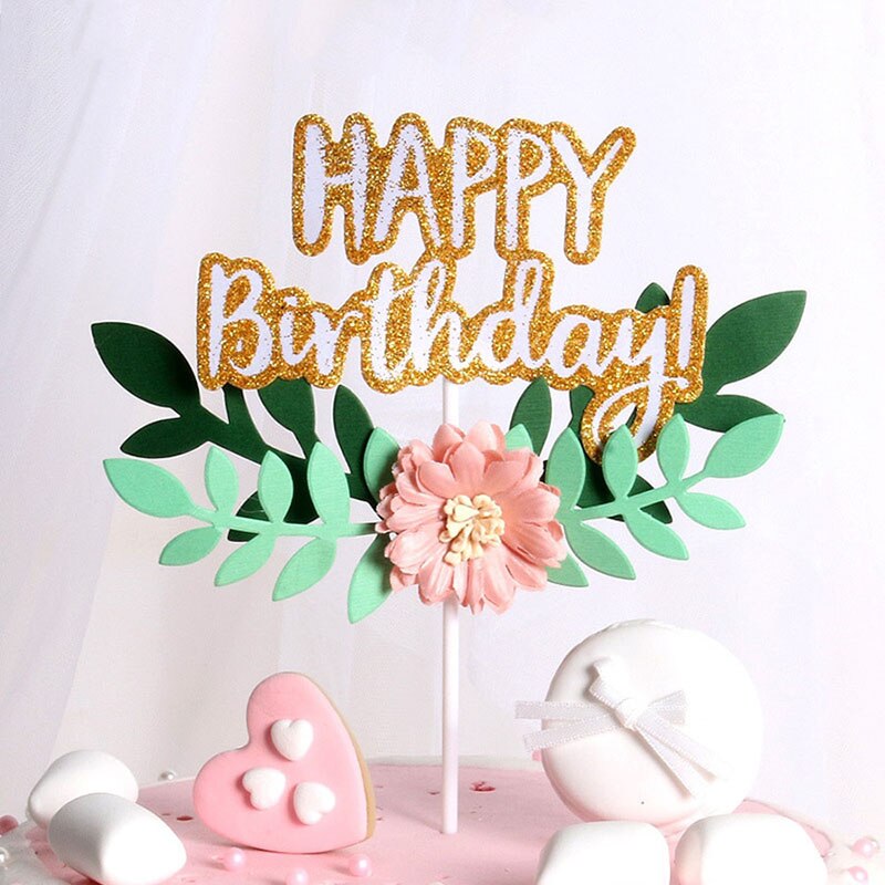 1pc tillykke med fødselsdagen kage topper farverig akryl unicorn flamingo blomster ballon til unicornio fest dekoration dessert