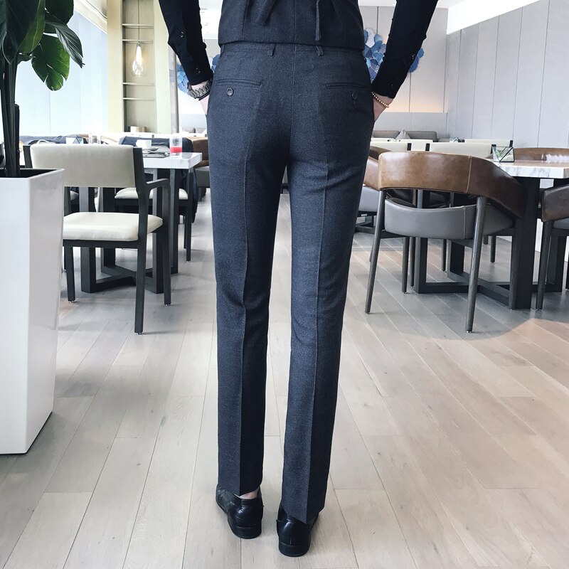 High-end Brand Men's Boutique Solid Color Formal Business Suit Pants Men's Casual Trousers Male