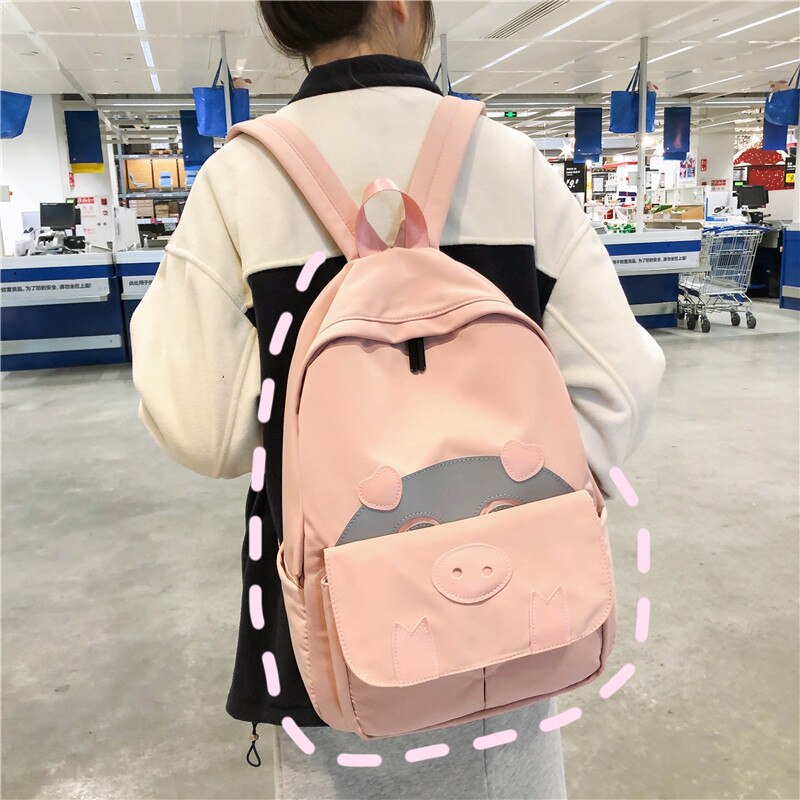 Rucksack Frauen Neue Heiße Schwein Schulter Taschen lässig Adrette Nette Leinwand Schule Rucksäcke für Teenager Mädchen