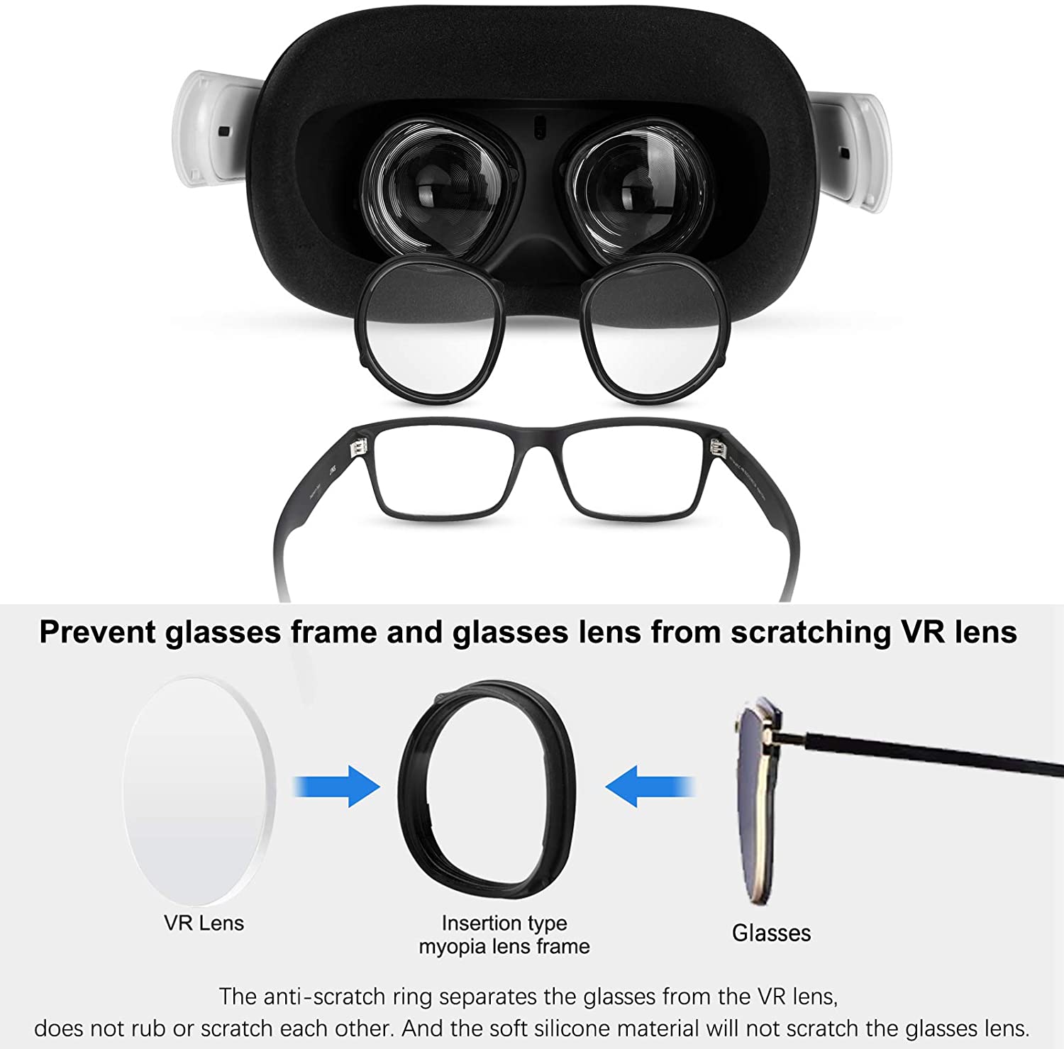 For Oculus Quest 2 Anti-Blue Eyeglass VR Magnetic Glasses Lens Frame Quick Disassemble Clip Protection