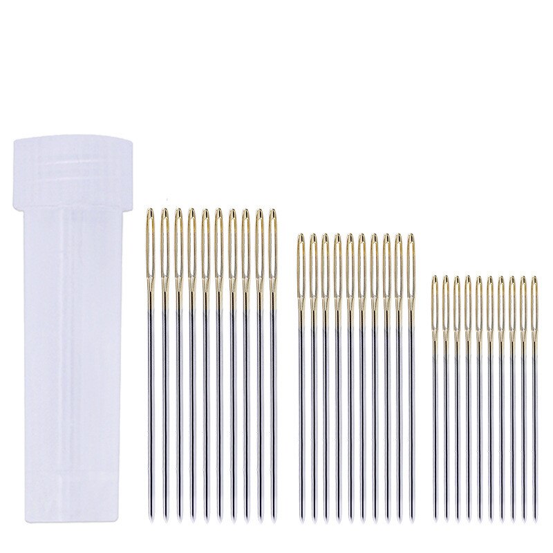 Jiwuo 100pcs Cross Stitch Embroidery Needles 22# 24# 26# Large Eye Hand Sewing Needles With Threader Home DIY Sewing Tool: 10pcs each size