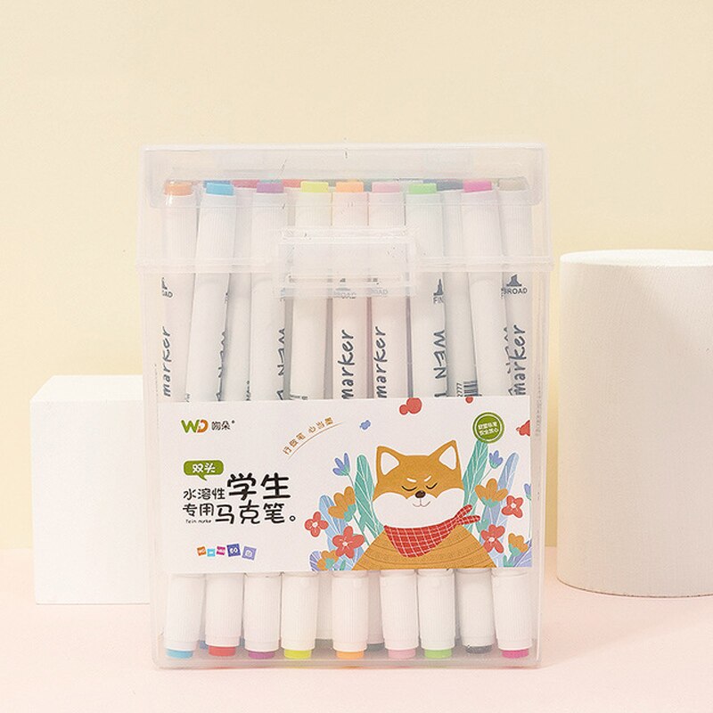 Mark Pen Set 24 36 48 60 Kleuren Dual Head Markers Pen Studenten Schilderen Dubbele Head Waterbasis kleur Pen Schilderij: 80 colors