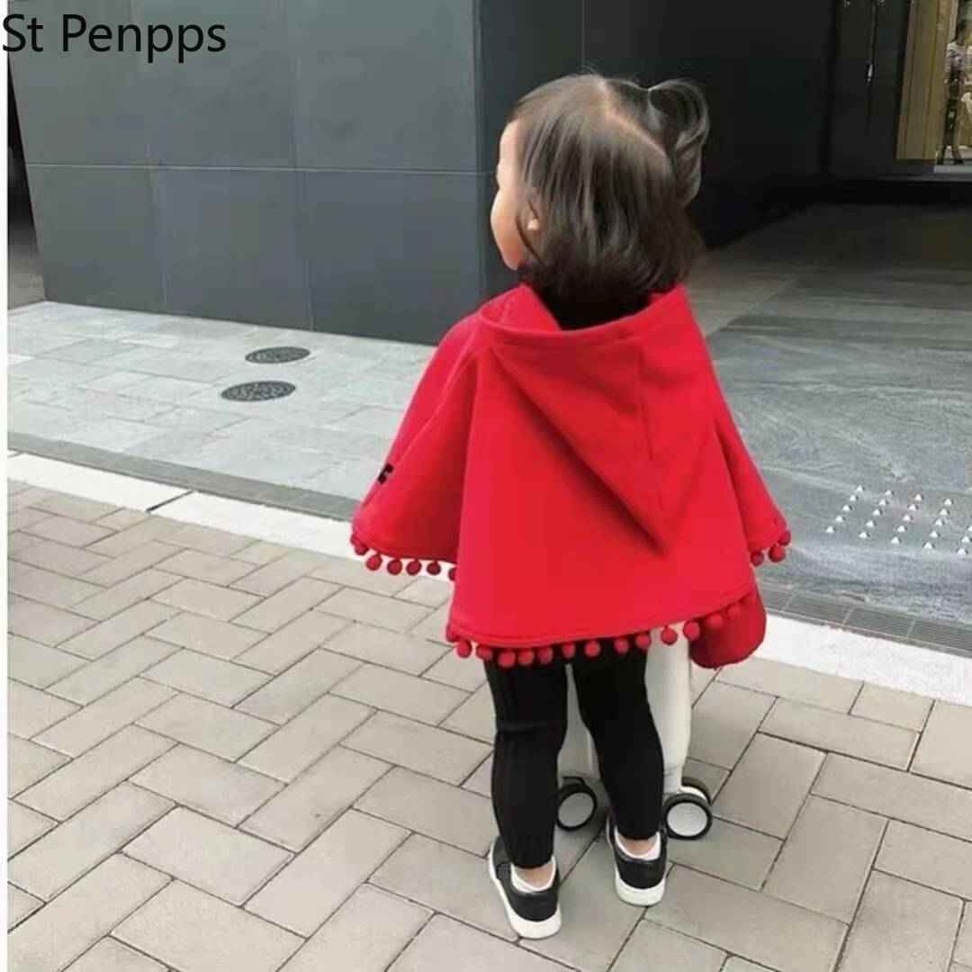Capispalla per bambina mantello rosso primavera autunno neonato cappuccio con cappuccio maglioni mantello cotone bambino Cardigan per bambini vestiti Poncho