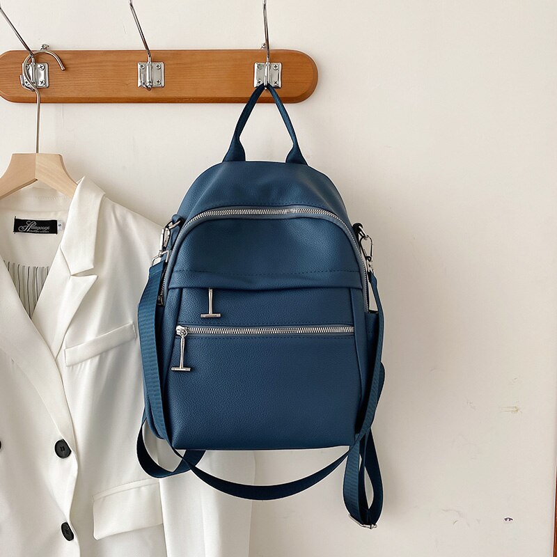 Kvinnor ryggsäck multifunktion resväska kvinnlig laptopväska med stor kapacitet ledig skolryggsäckar för flickor bokväska: Blå