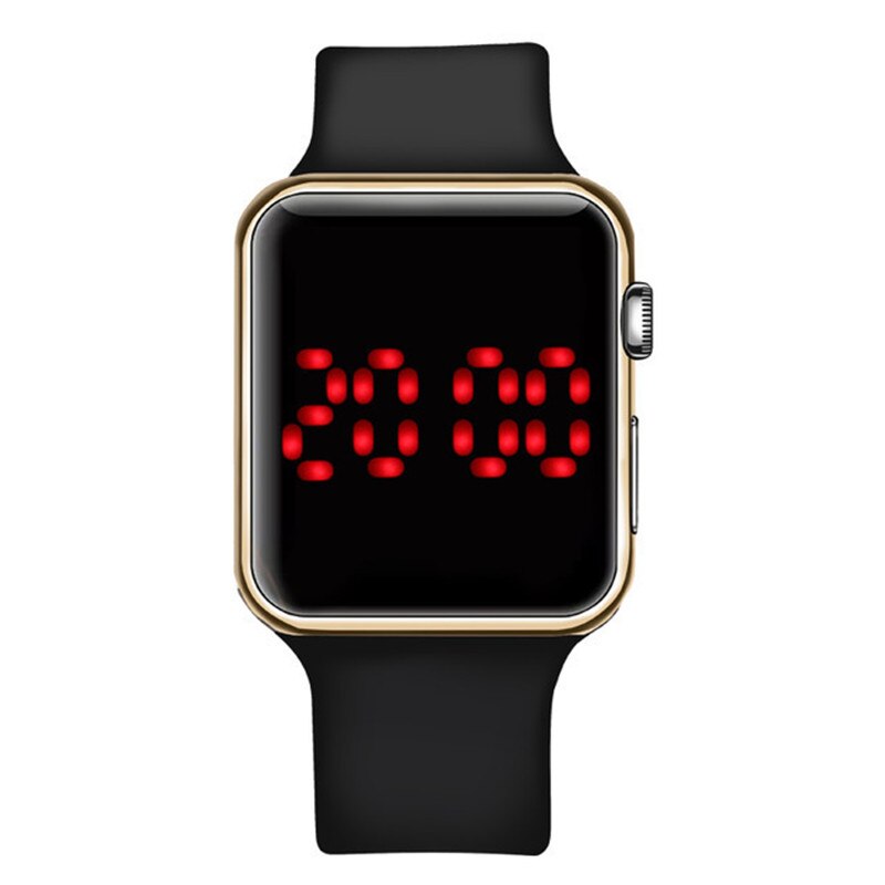 Femmes sport montres LED hommes montre numérique garçon ank fille Silicone montres horloges électroniques Hodinky numérique relogio: black gold