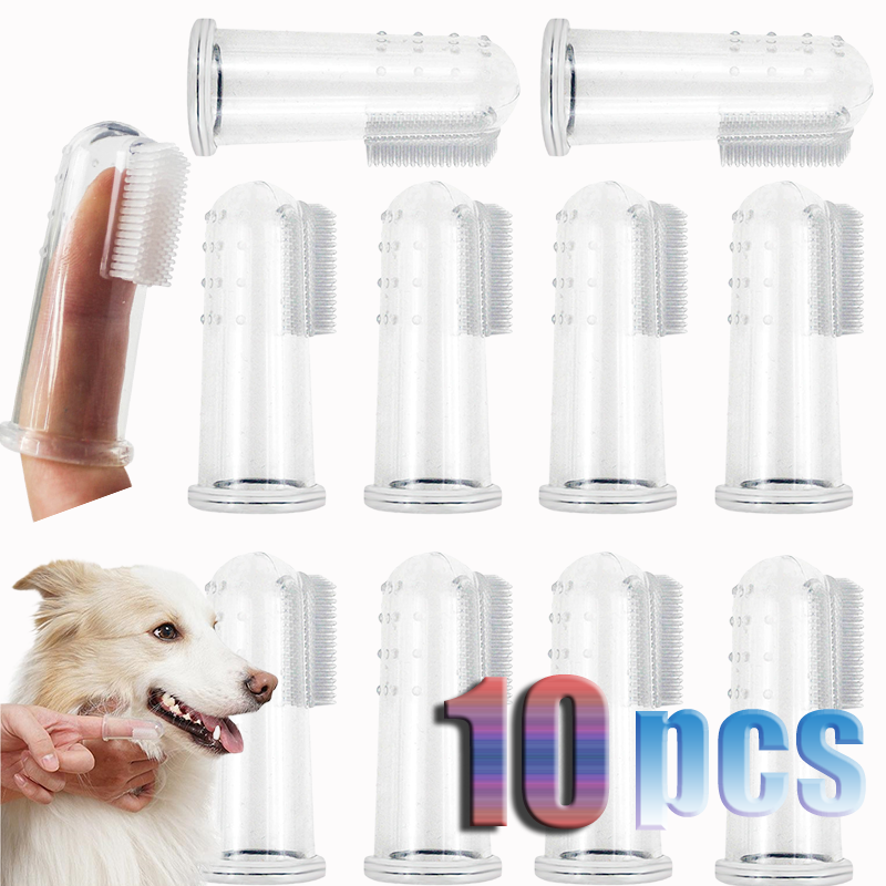 Limpieza de dientes para perros, cepillo de dientes súper suave para dedos, herramienta para dientes transparentes, limpieza de gatos, suministros para cachorros y mascotas, accesorios