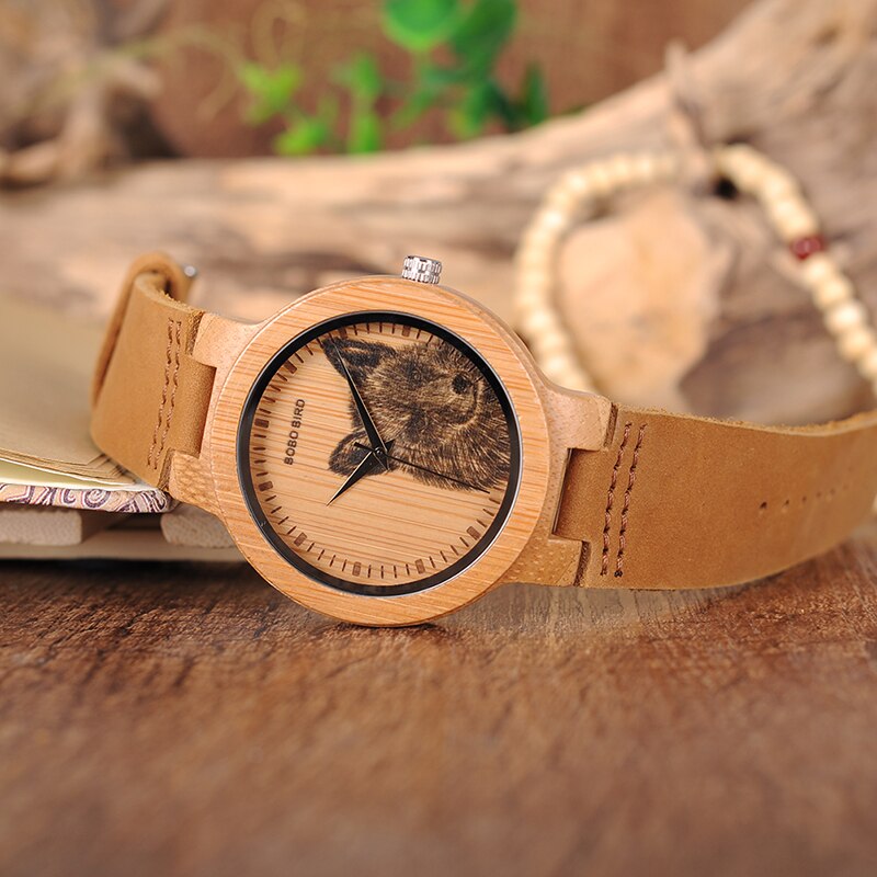 Bobo Vogel Bamboe Horloge Mannen Speciale Levensechte Uv Print Dial Gezicht Houten Polshorloge Relogio Masculino Uurwerken
