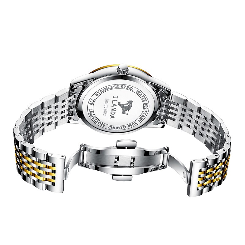 Reloj de lujo para parejas, relojes de pulsera de cuarzo dorados de , de acero inoxidable, analógicos, para mujeres y hombres